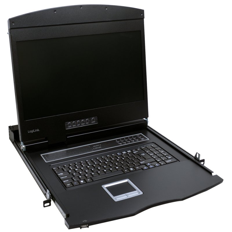 LogiLink Professional 19" LCD KVM console, German keyboard, 1366×768 pixels, black