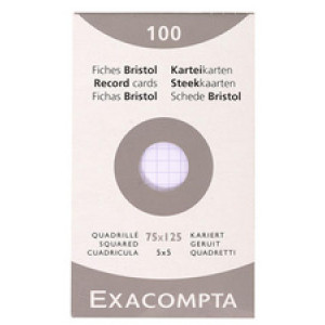 EXACOMPTA systeemkaarten, 75×125 mm, blanco wit, 100 stuks