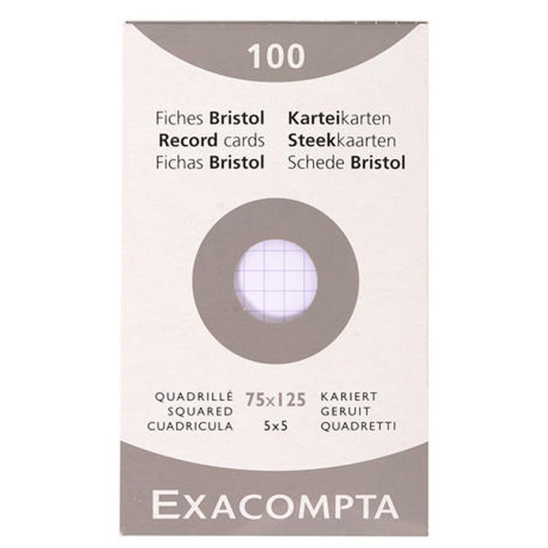 EXACOMPTA systeemkaarten, 75×125 mm, geruit wit, 100 stuks