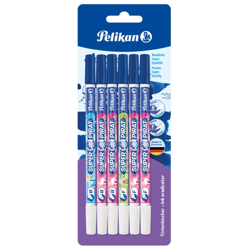 Pelikan Tintenlöscher Super Pirat, double correction pen, royal blue, 6 pieces