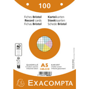 EXACOMPTA systeemkaarten A5, blanco wit, 100 stuks