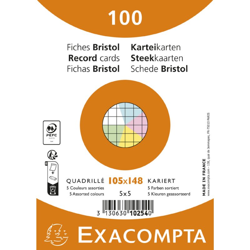EXACOMPTA systeemkaarten A6, gelinieerd, wit, 100 stuks