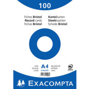 EXACOMPTA systeemkaarten A4, blanco, wit, 100 stuks