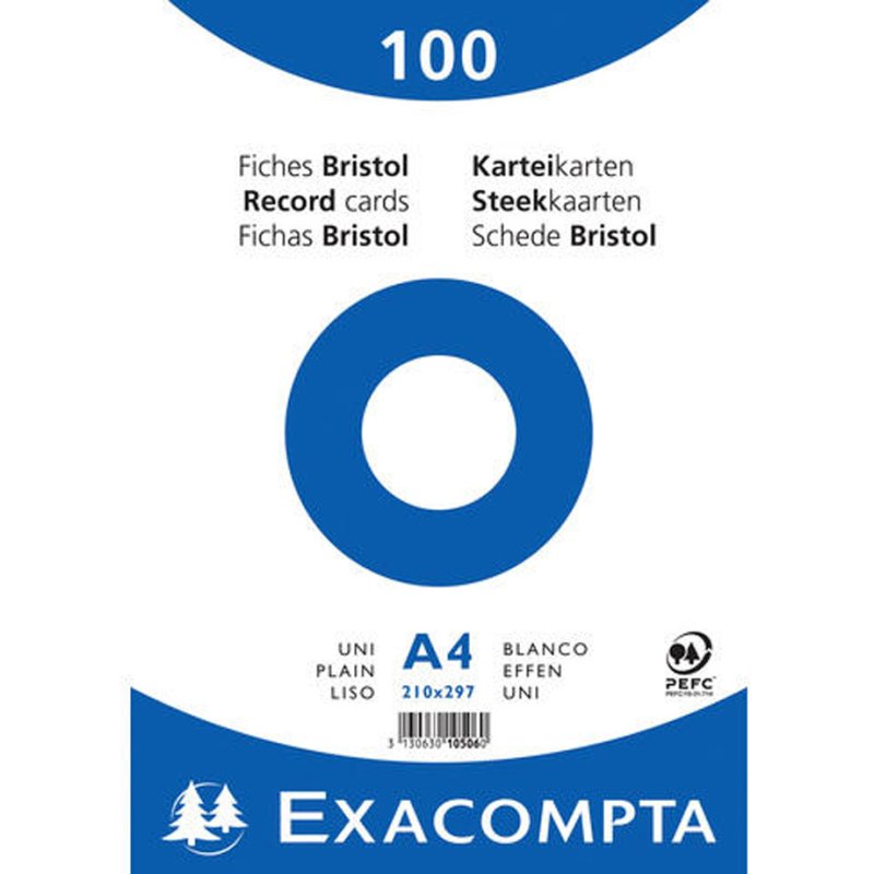EXACOMPTA systeemkaarten A4, blanco, wit, 100 stuks