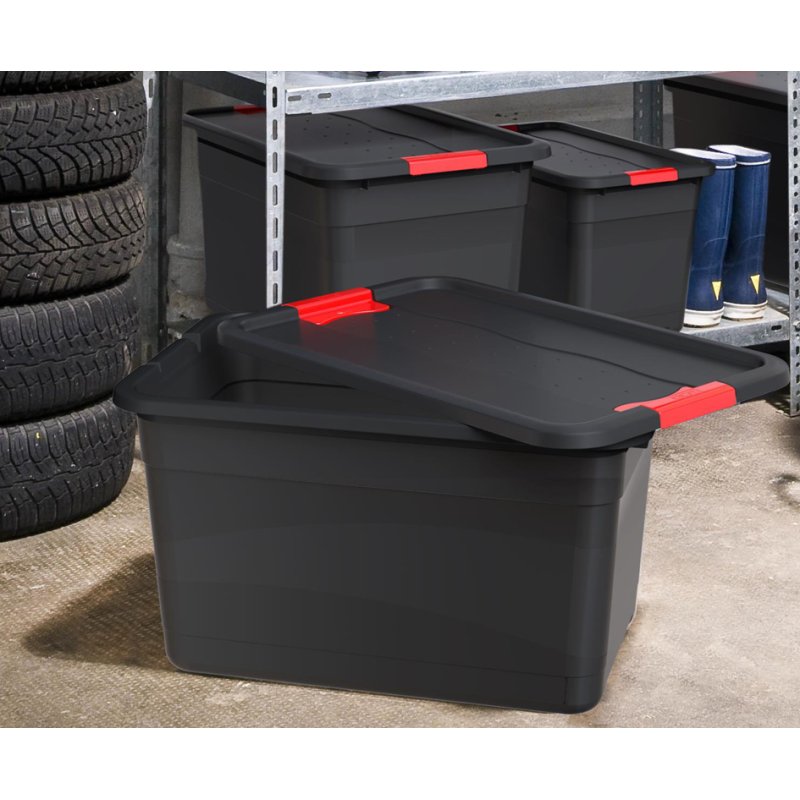 keeeper boîte de rangement Eckhart, 52 litres, gris graphite/rouge