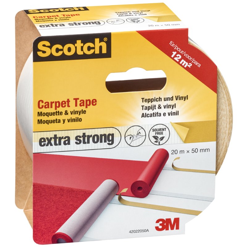 Scotch ruban adhésif moquette extra fort, 50 mm × 7 m, blanc