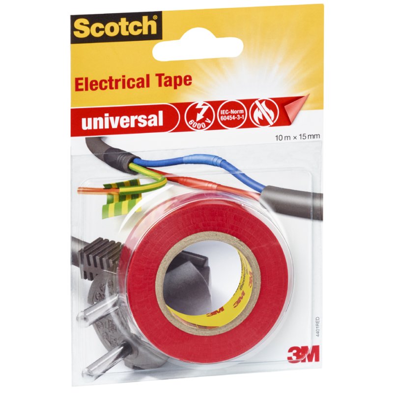 Scotch ruban isolant universel, rouge, 15 mm × 10 m