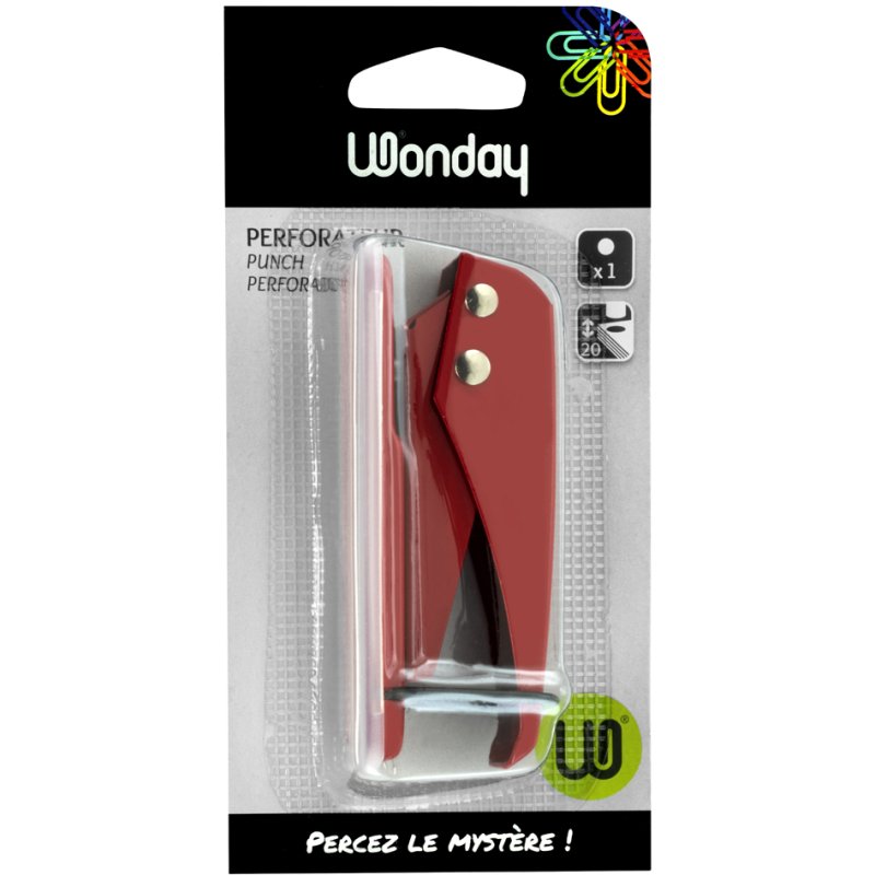 Wonday perforateur simple, métal, bleu/rouge assorties