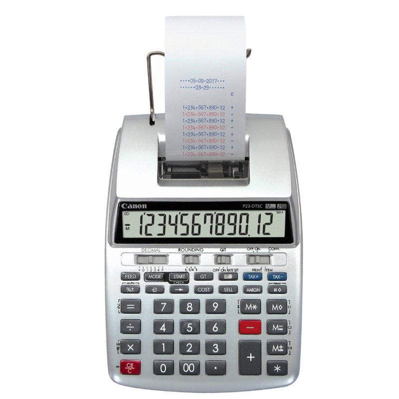 Canon calculatrice P23D, 12 chiffres, 2 couleurs, rouge