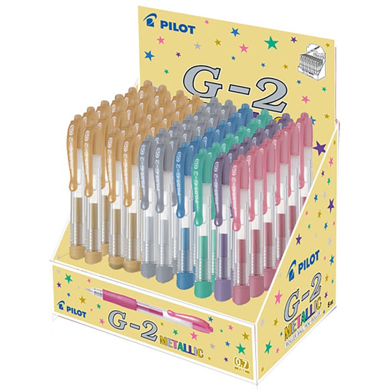 PILOT G2 gel pens metallic colours, 0.32 mm, click mechanism, 60 pieces