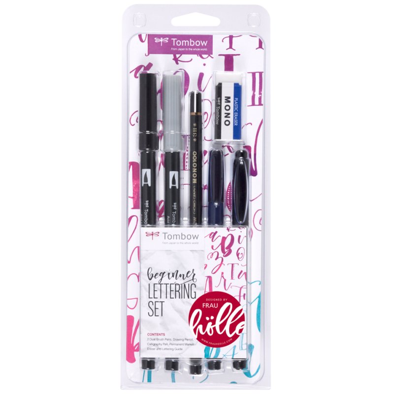 TOMBOW handlettering-set beginner, 6-delig, zwart en cool grey