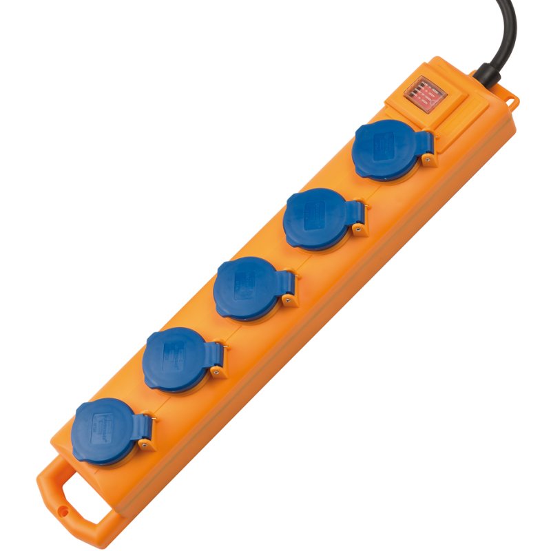 brennenstuhl multiprise Super-Solid SL 554 D, 5 prises, IP54, jaune/bleu