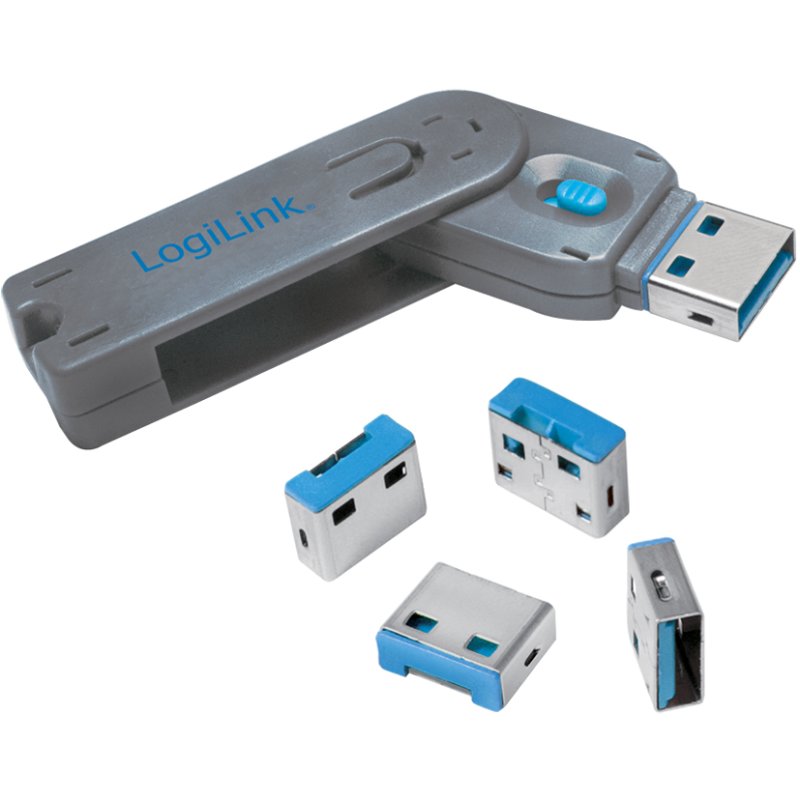LogiLink Cadenas de sécurité USB, sans clé, bleu, 10 pièces