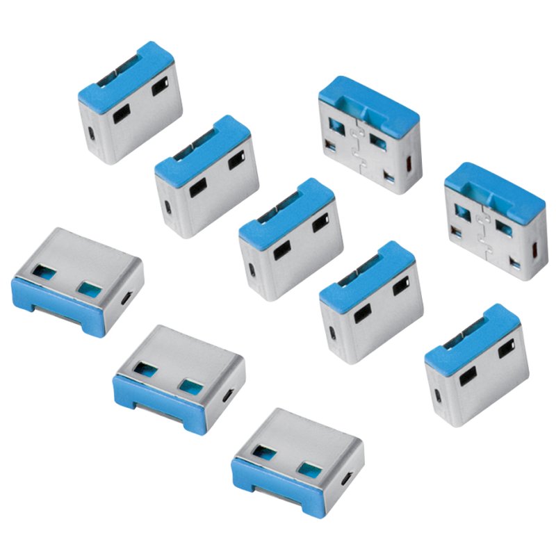 LogiLink Cadenas de sécurité USB, sans clé, bleu, 10 pièces
