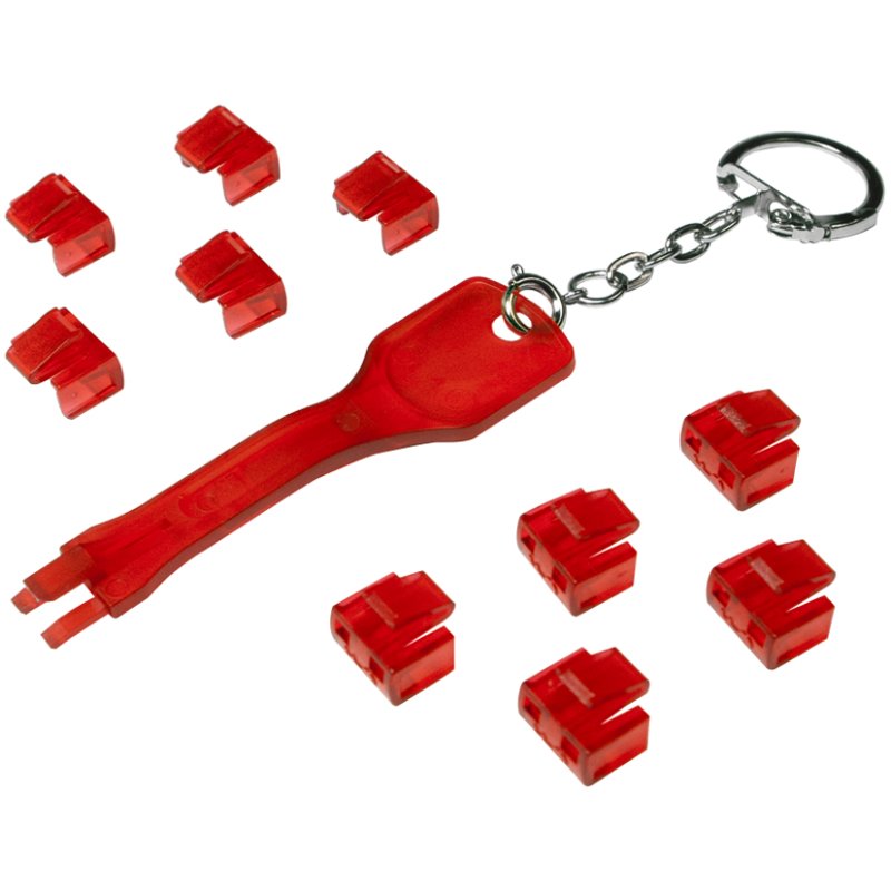 LogiLink Verrous de sécurité RJ45, sans clé, transparent-rouge, 10 pièces