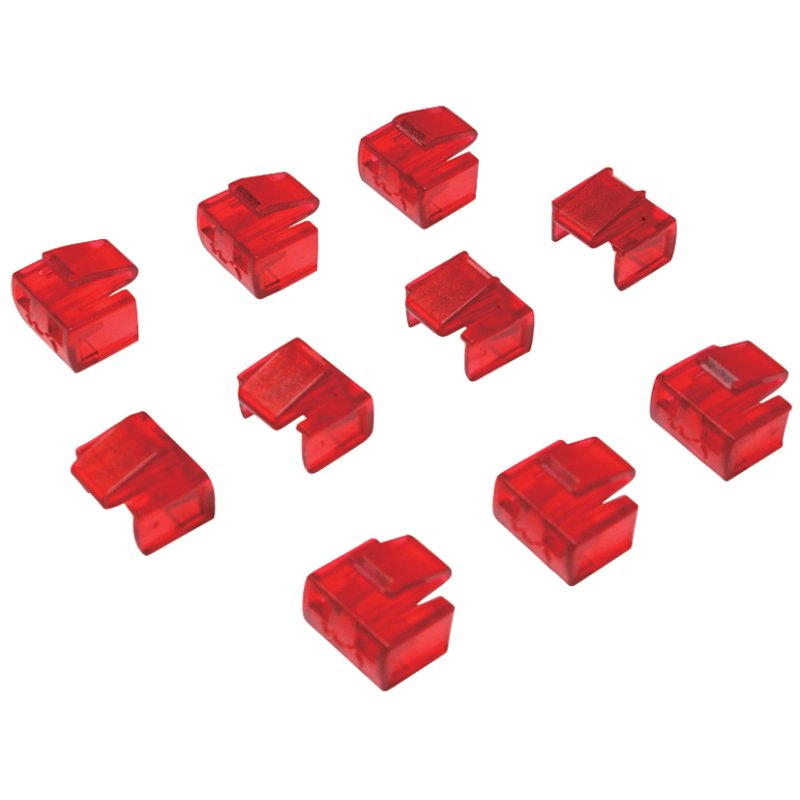 LogiLink Verrous de sécurité RJ45, sans clé, transparent-rouge, 10 pièces