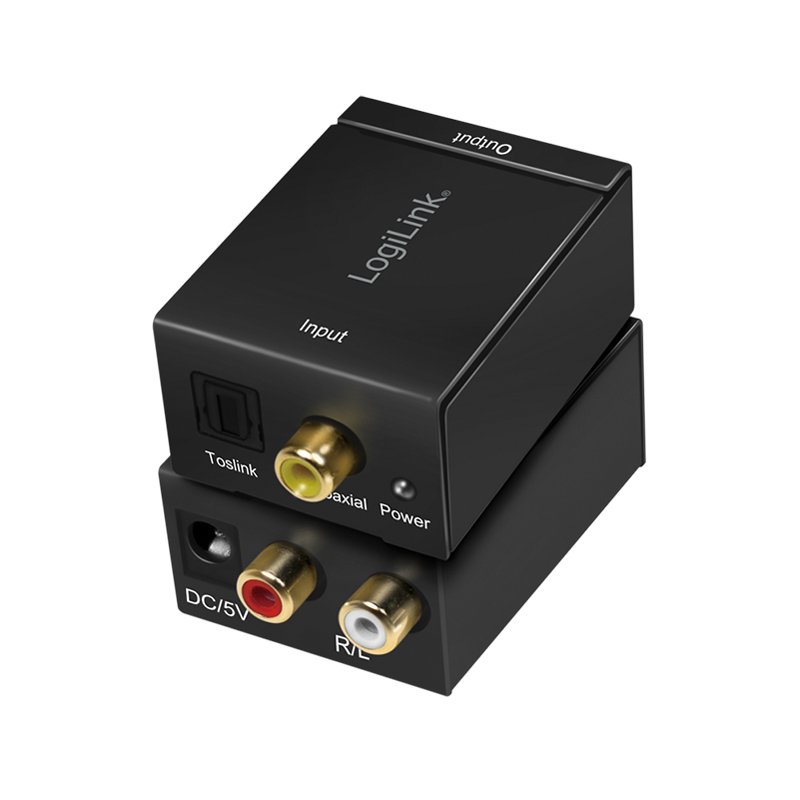 LogiLink audio converter digital to analogue, SPDIF/coaxial, black, 24-bit