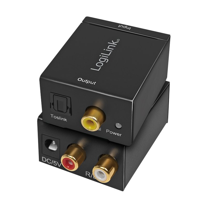 LogiLink convertisseur audio analogique vers numérique, coaxial/optique, noir