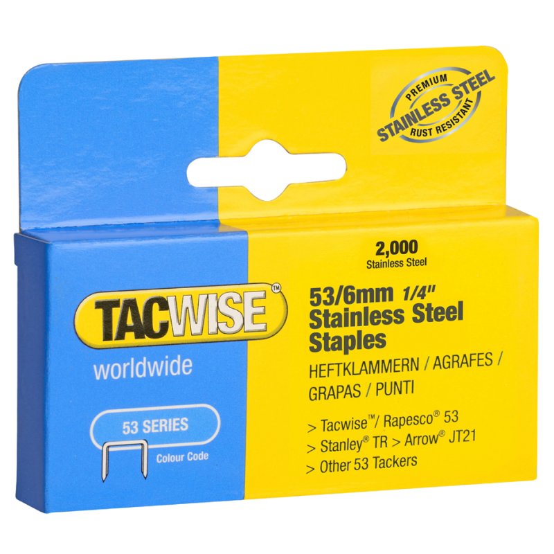 TACWISE nietjes 53/8 mm, roestvrijstaal, 2000 stuks