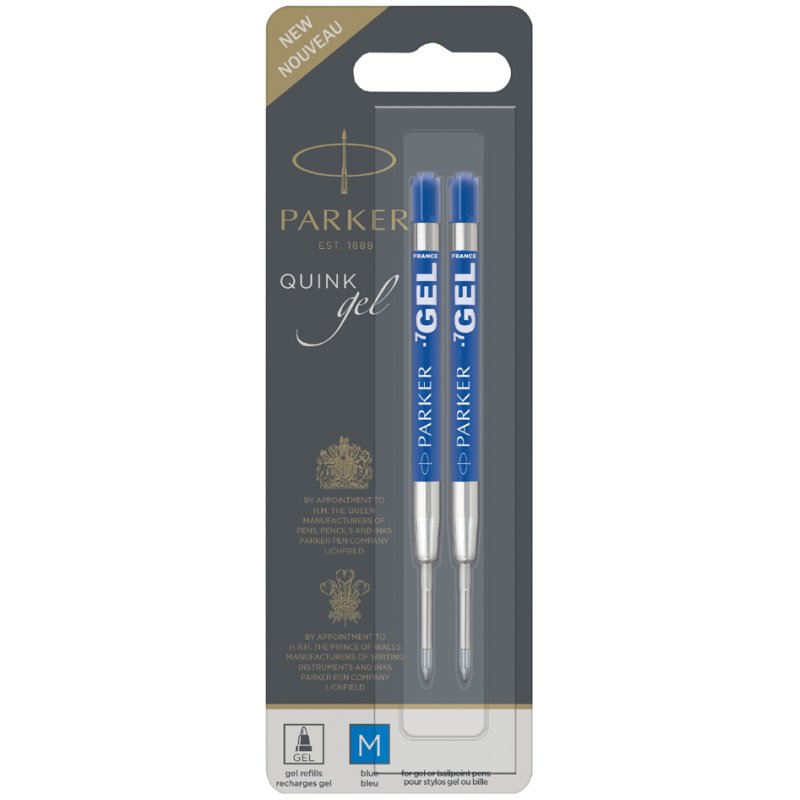 PARKER recharge de stylo, noir, épaisseur de trait M, 2 pièces