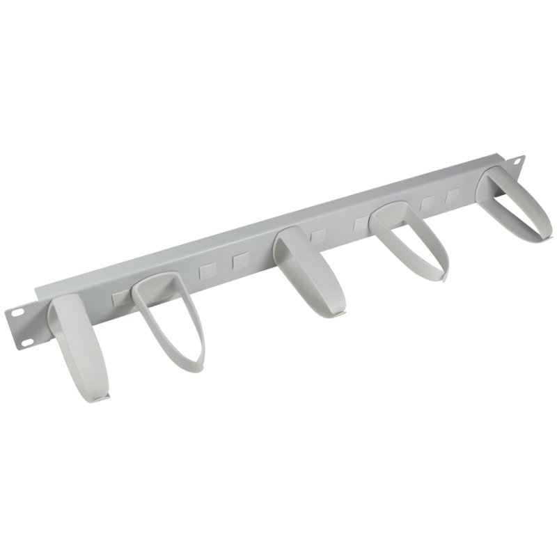 LogiLink Professional 19 inch cable guide, 1 RU, 5 flexible hooks, grey