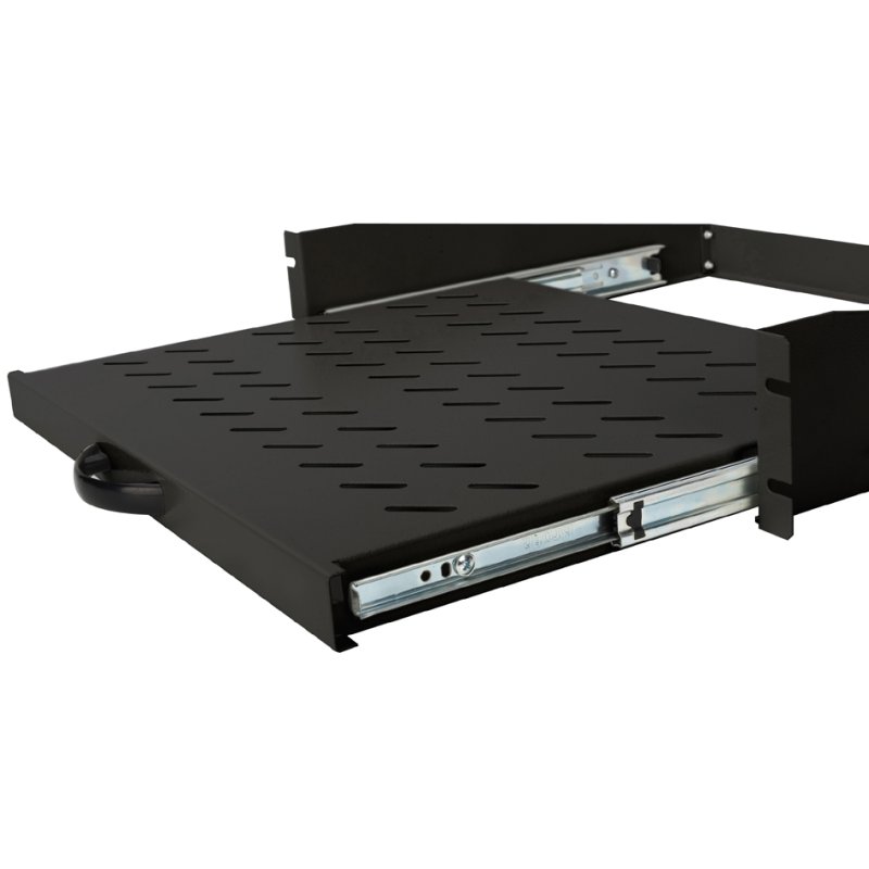 DIGITUS 19" telescopic shelf, 2 heights, black, 30 kg