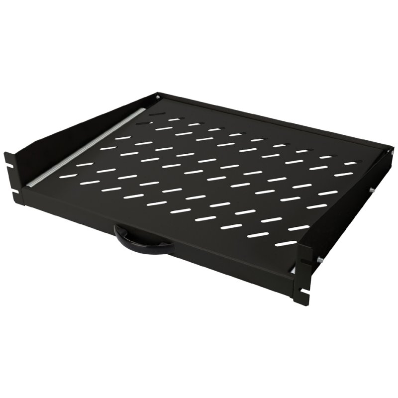 DIGITUS 19" telescopic shelf, 2 heights, black, 30 kg
