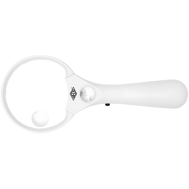WEDO PROFI loep met handvat en LED-verlichting, rond, wit/zwart, 90 mm