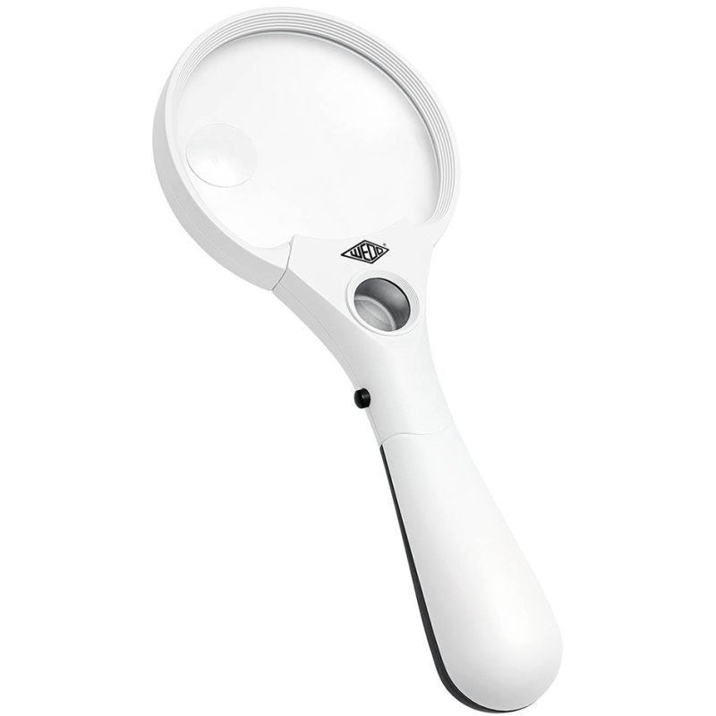 WEDO PROFI loep met handvat en LED-verlichting, rond, wit/zwart, 90 mm