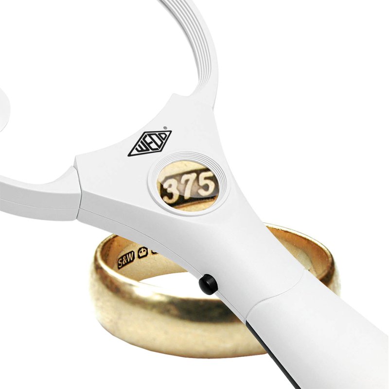 WEDO PROFI loep met handvat en LED-verlichting, rond, wit/zwart, 90 mm
