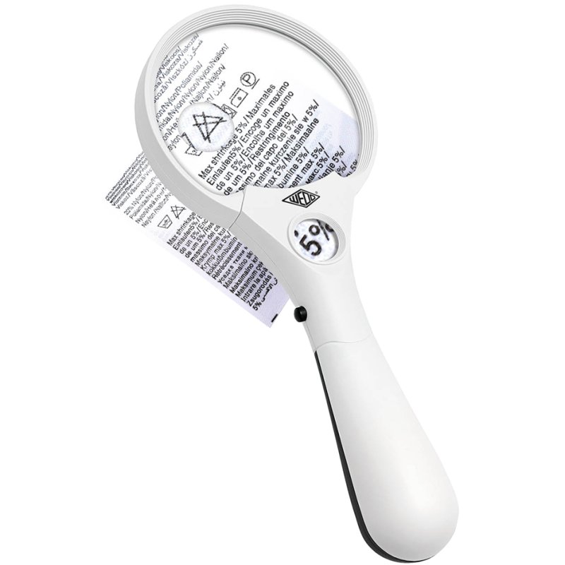 WEDO PROFI loep met handvat en LED-verlichting, rond, wit/zwart, 90 mm