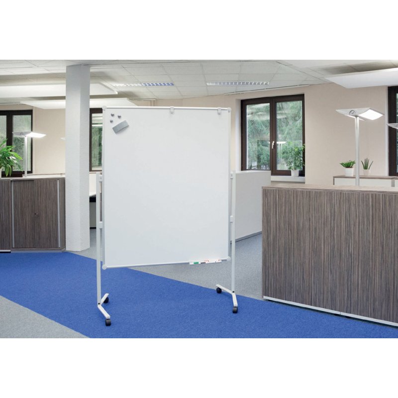 MAUL table de modération MAULpro, blanc, surface tableau blanc, 1200×1500 mm, hauteur 1950 mm