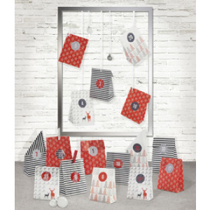 folia adventskalender 24 adventszakjes STYLE, levensmiddelenecht papier, incl. stickers
