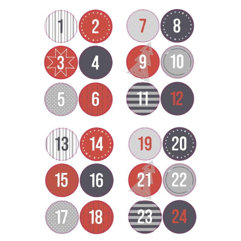 folia adventskalender 24 adventszakjes STYLE, levensmiddelenecht papier, incl. stickers