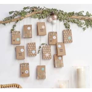 folia adventskalender Nature, 24 zakjes, levensmiddelecht papier