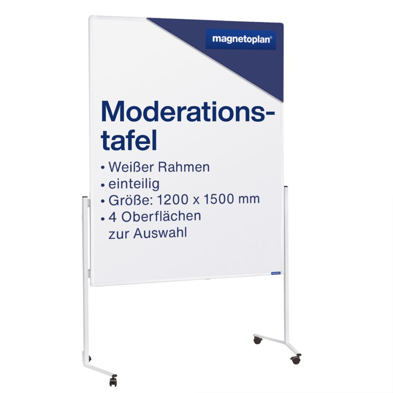 magnetoplan moderatietafel Moderat, 120×150 cm, wit, dubbelzijdig