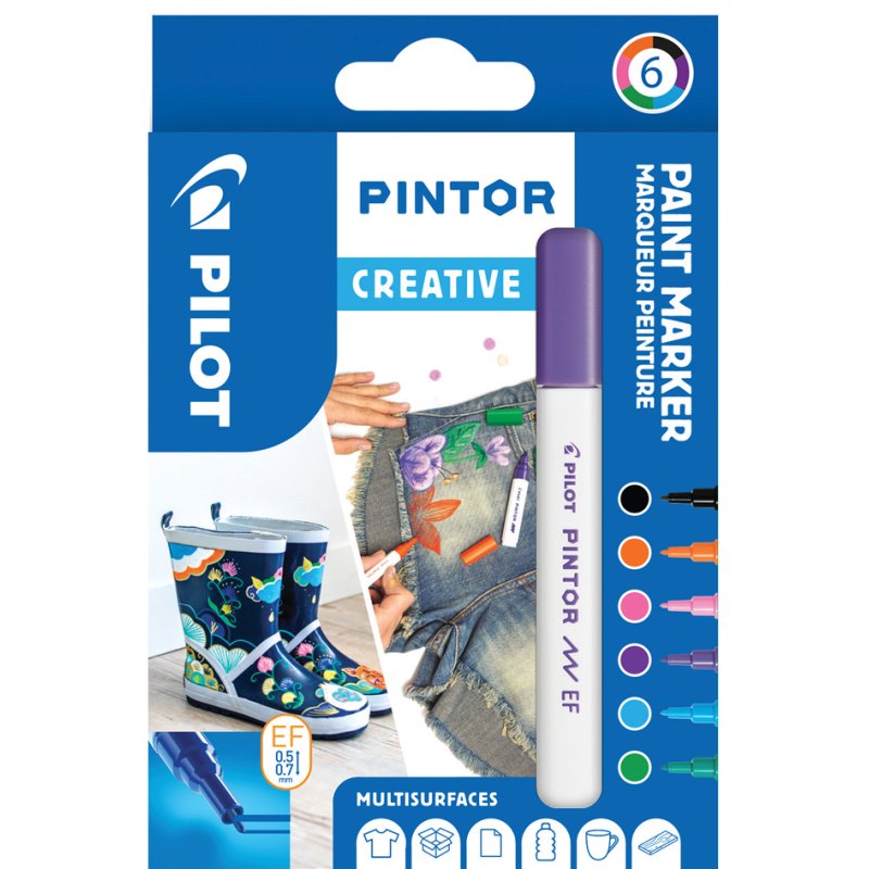 PILOT PINTOR medium pigment markers, 6-piece CREATIVE set, 1.4 mm