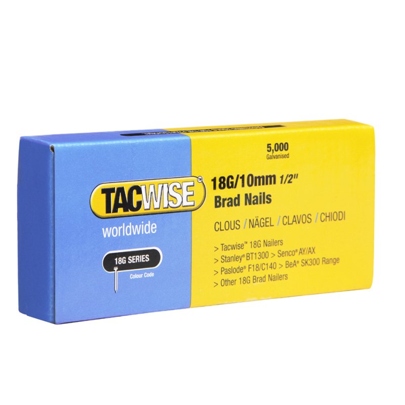 TACWISE stiftnagels 18G, verzinkt, 13 mm, 5000 stuks