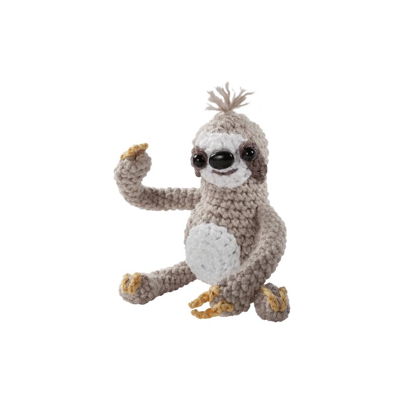 folia mini haakset luiaard, compleet met haaknaald, wol en vulling
