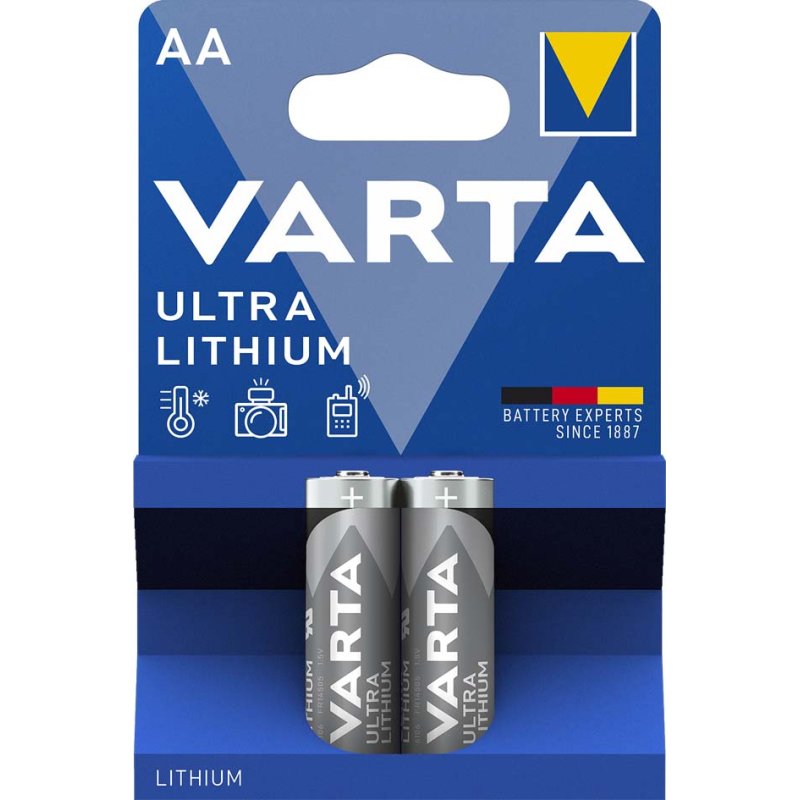 VARTA Ultra Lithium AA batterijen, 1,5 volt, 2.900 mAh, 2 stuks