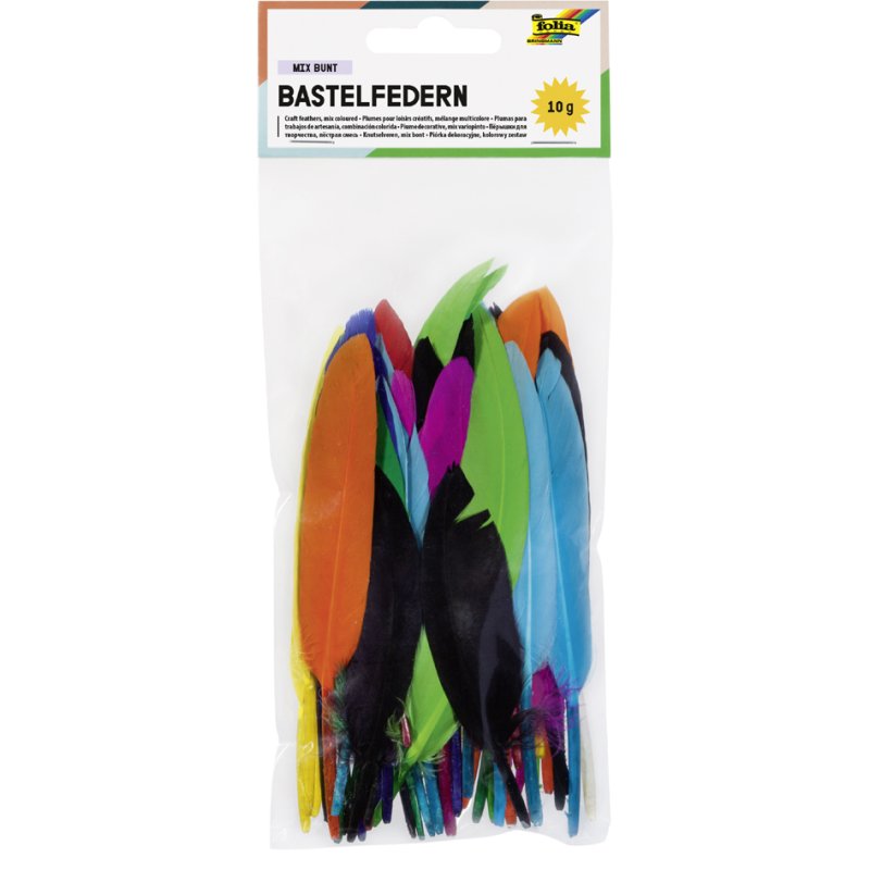 folia gekleurde veren, gemengde kleuren, 10 g, 100-200 mm