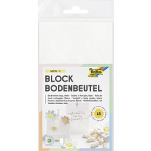 folia papieren zakken met blokbodem, 120 x 60 x 210 mm, wit, 15 stuks