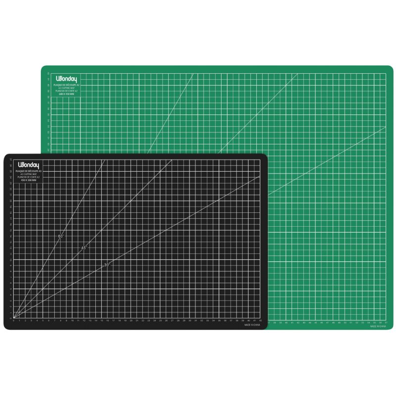 Wonday tapis de coupe A2, auto-cicatrisant, vert/noir, 60×45 cm