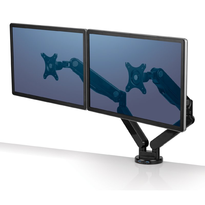 Fellowes bras double moniteur Platinum Series, argent, jusqu'à 32 pouces, capacité 8 kg par bras