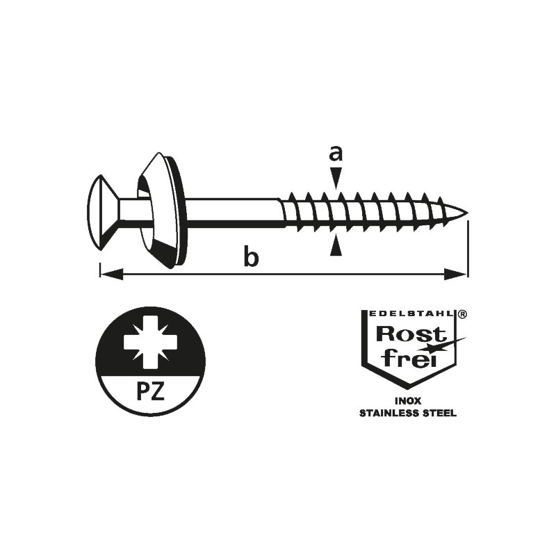 suki vis à tête plate, 4,5×65 mm, PZ2, inox A2, 100 pièces