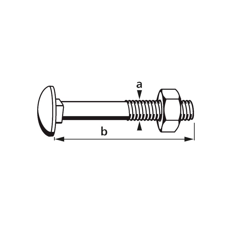 suki boulon à fente avec tête plate ronde M5×40/18 mm, zingué, avec écrous, 50 pièces