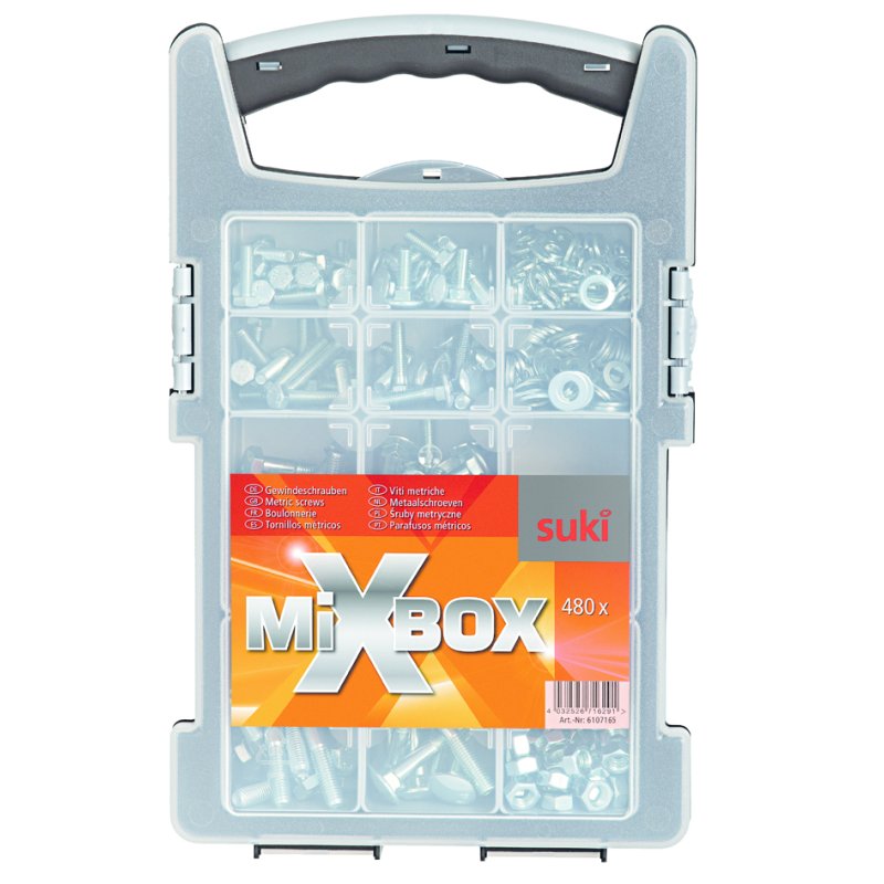 suki Mixbox boulons et écrous métriques, boîte plastique, 480 pièces