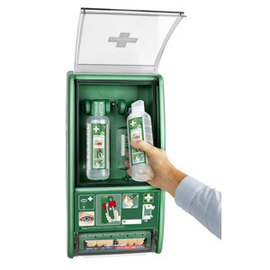 CEDERROTH oogdouche-station met pleisterdispenser, 2×500 ml, 290×120×560 mm
