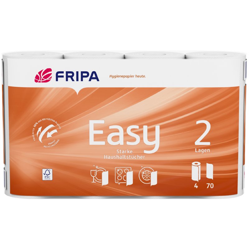 fripa Papier Essuie-Tout Easy, 3-couches, blanc brillant, 4 rouleaux