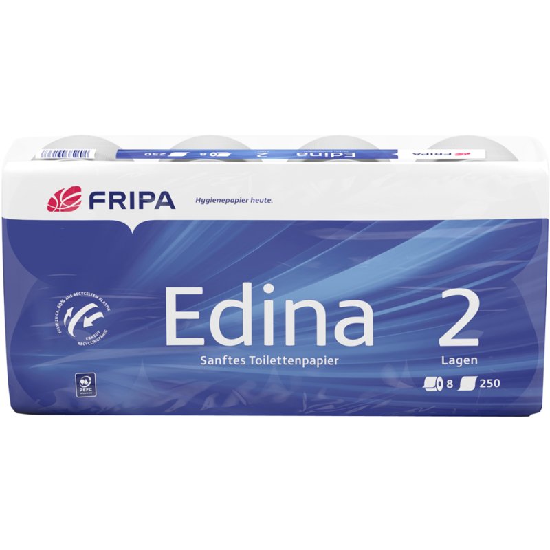 fripa Edina papier toilette, 4 plis, blanc pur, 8 rouleaux